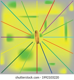 
Bright lines from the center on a colored background.