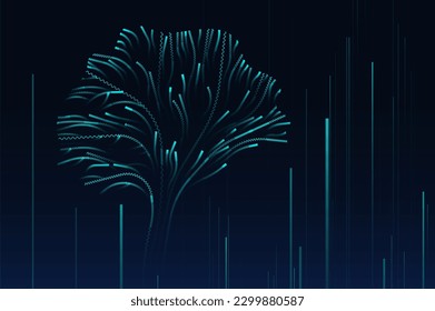 Las líneas brillantes forman un árbol. Resumen de líneas modernas brillantes. Formas gradientes geniales. Concepto gráfico para su diseño