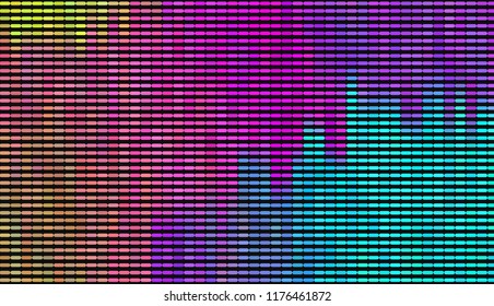 Bright lines like a sound track on the control panel on a dark background. Vivid gradient. Neon colors. Vector illustration. Geometric shapes Wallpapers for print, advertising, social media