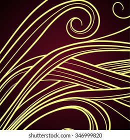 The bright lines on a dark background. Spiral. Background. Cover, Card. Stylish background. Hair. Curls. Lines.