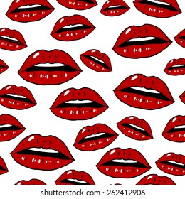 Bright lips seamless vector pattern