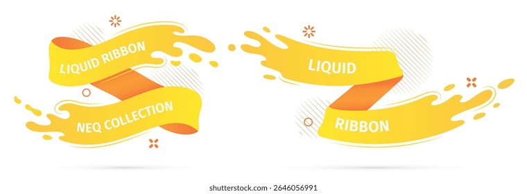Bright liquid ribbons on white background. Collection  design elements, decorative sticker for sale banner. 