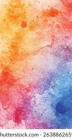 Bright and lively abstract background with a smooth watercolor gradient transitioning through rainbow colors. Artistic and colorful texture.