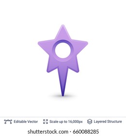 Bright location pin. Vector symbol isolated on white. 