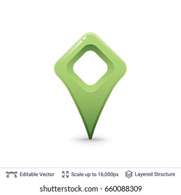 Bright location pin. Vector symbol isolated on white. 