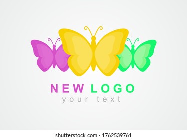 Bright logo with a butterfly. Vector abstract icon with moths.