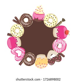 bright logo with donuts muffins chocolate bar for cooks for a sweet bar