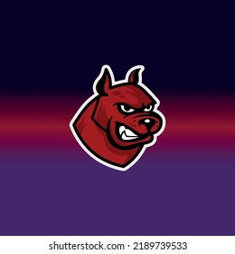 a bright logo of a grinning pit bull in a very brutal style	