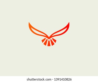 Bright logo icon red phoenix bird in flight for business company