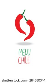 bright logo red Chile pepper with the inscription menu Chile