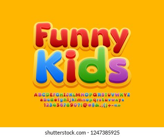 Bright Logo with text Funny Kids.  Vector Colorful Font.  - Shutterstock ID 1247385925