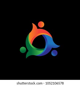 Bright logo unite people vector