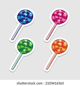 Bright lollipop sticker set vector illustration