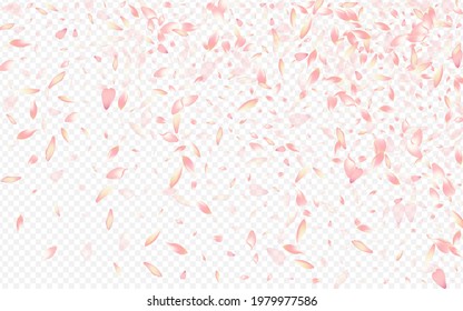 Bright Lotus Vector Transparent Background. Sakura Japan Texture. Cherry Free Illustration. Floral Spa Congratulation. Red Confetti Down Backdrop.