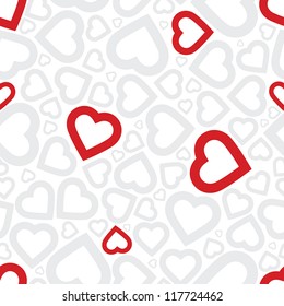 Bright love red heart seamless background pattern