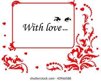 bright lovely postcard with floral elements and eyes contour