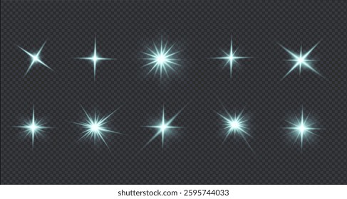 bright, luminous light effect. It is also called solar flare,glow effect,starbursts with flickering glare,beautiful, flickering glare light effect.Star white vector 10 EPS. PNG