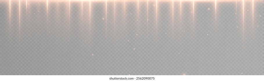 Bright luxurious background with vertical glow of golden highlights of shimmering lines. Realistic background with 2D effect. Neon glow of bright rays.	