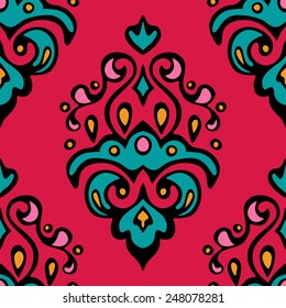 Bright Luxury Damask seamless tiled motif vector pattern