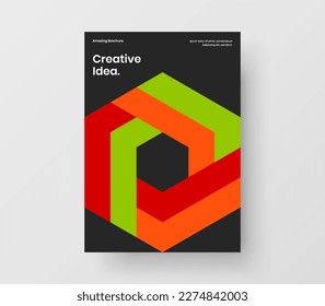 Bright magazine cover A4 vector design template. Clean mosaic tiles pamphlet layout.