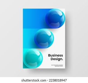 Bright magazine cover design vector concept. Simple realistic balls front page illustration.