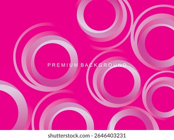 A bright magenta abstract background with several overlapping transparent white and pink concentric circles, creating a modern and dynamic feel, suitable for various graphic design projects.