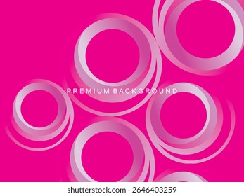 A bright magenta abstract background with several overlapping transparent white and pink concentric circles, creating a modern and dynamic feel, suitable for various graphic design projects.