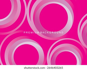 Um fundo abstrato magenta brilhante com vários círculos concêntricos transparentes branco e rosa, criando uma sensação moderna e dinâmica, adequada para vários projetos de design gráfico.