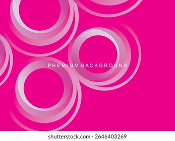 A bright magenta abstract background with several overlapping transparent white and pink concentric circles, creating a modern and dynamic feel, suitable for various graphic design projects.