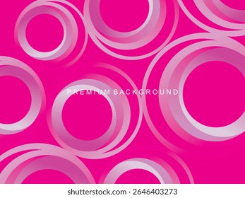 A bright magenta abstract background with several overlapping transparent white and pink concentric circles, creating a modern and dynamic feel, suitable for various graphic design projects.