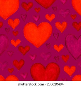 Bright magenta heart seamless pattern.