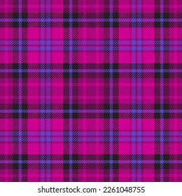 Bright magenta plaid. Seamless vector tartan pattern suitable for fashion, home decor and stationary.