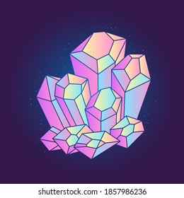 Cristal mágico brillante aislado en un fondo oscuro. Ilustración del vector