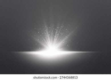 Bright magic explosion flare with radiant rays overlay