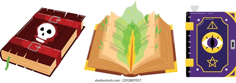 Bright magical books, vector illustration