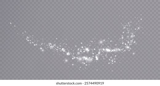 Bright magical comet light effect with many sparkling bokke and shimmering light effects. Magic bright glitter. Vector