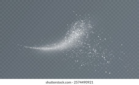 Bright magical comet light effect with many sparkling bokke and shimmering light effects. Magic bright glitter. Vector