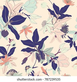 Bright Magnolia Seamless Pattern