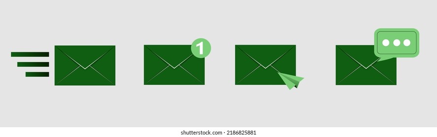  bright mail envelope icon set with marker new message
 isolated on grey background. Render email notification
 with letters, check mark, paper plane and magnifying glass.
 realistic vector
