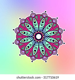 Bright mandala on a colored background