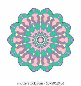 Bright mandala on the white background. Isolated mandala. Mandala Indian floral  pattern.Vintage decorative elements .Ethnic Mandala ornament.Vector tattoo style. on isolate bac
