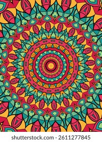 Bright Mandala Pattern with Deep Colors
