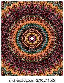 Design de padrão Mandala brilhante com olhos detalhados e padrões florais
