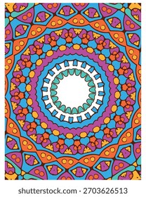 Bright Mandala Pattern Design with Detailed Eyes and Floral Patterns
