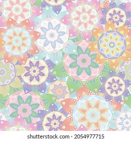 Bright mandala seamless vector pattern