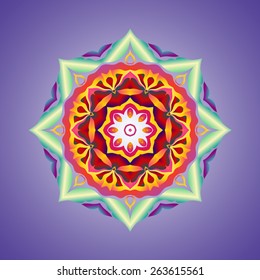 Bright mandala-star with sharp edges.
