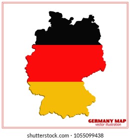 Bright map and flag of Germany. Illustration.