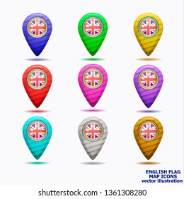 Bright map icon with map of England. Location Icon vector. Vector illustration