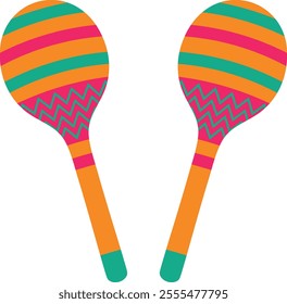 Bright maracas. Vector isolated illustration.