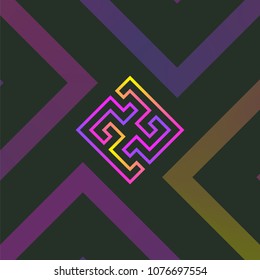 Bright maze logotype design. Labyrinth game sign icon illustration